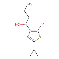 Chemical structure of 1-(5-bromo-2-cyclopropyl-1,3-thiazol-4-yl)butan-1-ol - CSSB20647251865