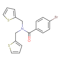 Chemical structure of 4-bromo-N,N-bis[(thiophen-2-yl)methyl]benzamide - CSSB00026920782