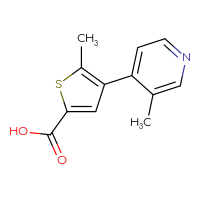 Chemical structure of 5-methyl-4-(3-methylpyridin-4-yl)thiophene-2-carboxylic acid - CSSB01585625054