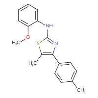 Chemical structure of N-(2-methoxyphenyl)-5-methyl-4-(4-methylphenyl)-1,3-thiazol-2-amine - CSSB00160254114
