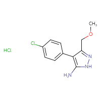 Chemical structure of 4-(4-chlorophenyl)-3-(methoxymethyl)-1H-pyrazol-5-amine hydrochloride - CSSB00000027522