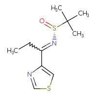 Chemical structure of (R)-2-methyl-N-[1-(1,3-thiazol-4-yl)propylidene]propane-2-sulfinamide - CSSB20685411568