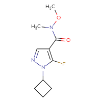 Chemical structure of 1-cyclobutyl-5-fluoro-N-methoxy-N-methyl-1H-pyrazole-4-carboxamide - CSSB21151590847