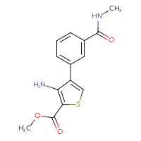 Chemical structure of methyl 3-amino-4-[3-(methylcarbamoyl)phenyl]thiophene-2-carboxylate - CSSB06584423615