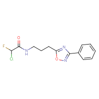 Chemical structure of 2-chloro-2-fluoro-N-[3-(3-phenyl-1,2,4-oxadiazol-5-yl)propyl]acetamide - CSSB21332124949