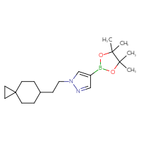 Chemical structure of 1-(2-{spiro[2.5]octan-6-yl}ethyl)-4-(4,4,5,5-tetramethyl-1,3,2-dioxaborolan-2-yl)-1H-pyrazole - CSSB06390663007