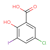 Chemical structure of 5-chloro-2-hydroxy-3-iodobenzoic acid - CSSB00009997012