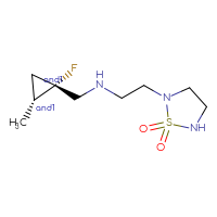Chemical structure of rac-2-[2-({[(1R,2S)-1-fluoro-2-methylcyclopropyl]methyl}amino)ethyl]-1λ⁶,2,5-thiadiazolidine-1,1-dione - CSMB06738428116