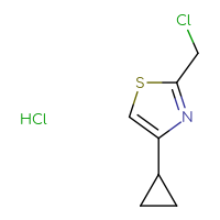 Chemical structure of 2-(chloromethyl)-4-cyclopropyl-1,3-thiazole hydrochloride - CSSB00025747936