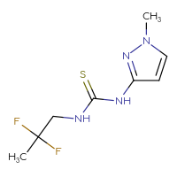 Chemical structure of 3-(2,2-difluoropropyl)-1-(1-methyl-1H-pyrazol-3-yl)thiourea - CSSB21432444707