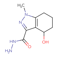 Chemical structure of 4-hydroxy-1-methyl-4,5,6,7-tetrahydro-1H-indazole-3-carbohydrazide - CSSB07133137014