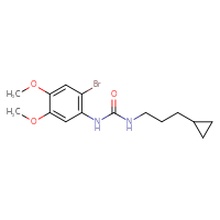 Chemical structure of 1-(2-bromo-4,5-dimethoxyphenyl)-3-(3-cyclopropylpropyl)urea - CSSB02075399525