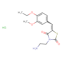 Chemical structure of 3-(2-aminoethyl)-5-[(4-ethoxy-3-methoxyphenyl)methylidene]-1,3-thiazolidine-2,4-dione hydrochloride - CSSB00015194208