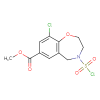 Chemical structure of methyl 9-chloro-4-(chlorosulfonyl)-2,3,4,5-tetrahydro-1,4-benzoxazepine-7-carboxylate - CSSB21224772718