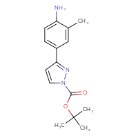 Chemical structure of tert-butyl 3-(4-amino-3-methylphenyl)-1H-pyrazole-1-carboxylate - CSSB06589829078