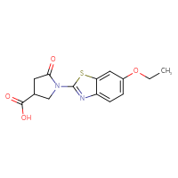 Chemical structure of 1-(6-ethoxy-1,3-benzothiazol-2-yl)-5-oxopyrrolidine-3-carboxylic acid - CSSB01384722880