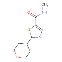 Chemical structure of N-methyl-2-(oxan-4-yl)-1,3-thiazole-5-carboxamide - CSSB01150688457