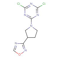 Chemical structure of 2,4-dichloro-6-[3-(1,2,4-oxadiazol-3-yl)pyrrolidin-1-yl]-1,3,5-triazine - CSSB21332073250