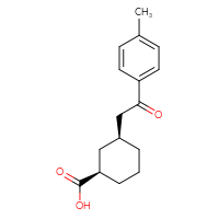 Chemical structure of (1R,3S)-3-[2-(4-methylphenyl)-2-oxoethyl]cyclohexane-1-carboxylic acid - CSSB00025763687