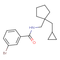 Chemical structure of 3-bromo-N-{[1-(cyclopropylmethyl)cyclopentyl]methyl}benzamide - CSSB01896768184