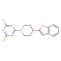 Chemical structure of 2-[4-(1-benzofuran-2-yl)piperidin-1-yl]-4,6-dichloro-1,3,5-triazine - CSSB21332147987