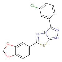 Chemical structure of 6-(2H-1,3-benzodioxol-5-yl)-3-(3-chlorophenyl)-[1,2,4]triazolo[3,4-b][1,3,4]thiadiazole - CSSB00121637624