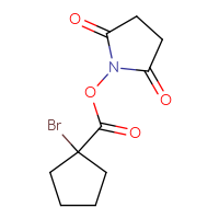 Chemical structure of 2,5-dioxopyrrolidin-1-yl 1-bromocyclopentane-1-carboxylate - CSSB17484213619