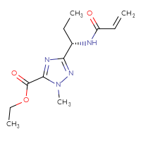 Chemical structure of ethyl 1-methyl-3-[(1S)-1-(prop-2-enamido)propyl]-1H-1,2,4-triazole-5-carboxylate - CSSB21332042031