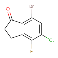 Chemical structure of 7-bromo-5-chloro-4-fluoro-2,3-dihydro-1H-inden-1-one - CSSB20623239459