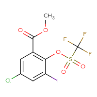 Chemical structure of methyl 5-chloro-3-iodo-2-(trifluoromethanesulfonyloxy)benzoate - CSSB21332171113