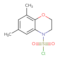 Chemical structure of 6,8-dimethyl-3,4-dihydro-2H-1,4-benzoxazine-4-sulfonyl chloride - CSSB14982140853