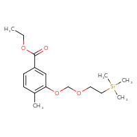 Chemical structure of ethyl 4-methyl-3-{[2-(trimethylsilyl)ethoxy]methoxy}benzoate - CSSB21432548414