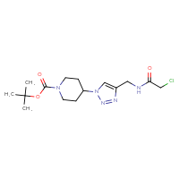 Chemical structure of tert-butyl 4-{4-[(2-chloroacetamido)methyl]-1H-1,2,3-triazol-1-yl}piperidine-1-carboxylate - CSSB01861947013