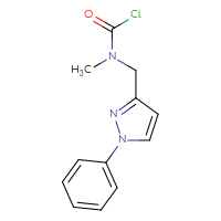 Chemical structure of N-methyl-N-[(1-phenyl-1H-pyrazol-3-yl)methyl]carbamoyl chloride - CSSB06271495820
