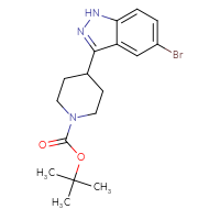 Chemical structure of tert-butyl 4-(5-bromo-1H-indazol-3-yl)piperidine-1-carboxylate - CSSB00010167616
