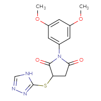 Chemical structure of 1-(3,5-dimethoxyphenyl)-3-(4H-1,2,4-triazol-3-ylsulfanyl)pyrrolidine-2,5-dione - CSSB00132499873
