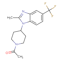 Chemical structure of 1-{4-[2-methyl-5-(trifluoromethyl)-1H-1,3-benzodiazol-1-yl]piperidin-1-yl}ethan-1-one - CSSB15939677650