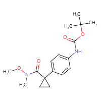 Chemical structure of tert-butyl N-(4-{1-[methoxy(methyl)carbamoyl]cyclopropyl}phenyl)carbamate - CSSB01045818001