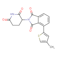Chemical structure of 2-(2,6-dioxopiperidin-3-yl)-4-(4-methylthiophen-2-yl)-2,3-dihydro-1H-isoindole-1,3-dione - CSSB06588955018