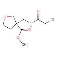 Chemical structure of methyl 3-[(2-chloroacetamido)methyl]oxolane-3-carboxylate - CSSB01265605986