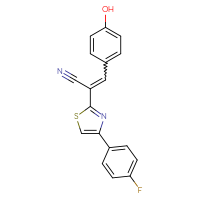 Chemical structure of 2-[4-(4-fluorophenyl)-1,3-thiazol-2-yl]-3-(4-hydroxyphenyl)prop-2-enenitrile - CSSB00028077098