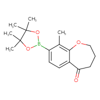 Chemical structure of 9-methyl-8-(4,4,5,5-tetramethyl-1,3,2-dioxaborolan-2-yl)-2,3,4,5-tetrahydro-1-benzoxepin-5-one - CSSB21432565528