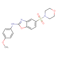 Chemical structure of N-(4-methoxyphenyl)-5-(morpholine-4-sulfonyl)-1,3-benzoxazol-2-amine - CSSB00000682830