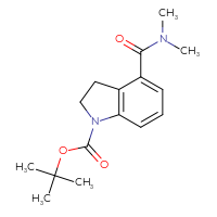 Chemical structure of tert-butyl 4-(dimethylcarbamoyl)-2,3-dihydro-1H-indole-1-carboxylate - CSSB02050520460