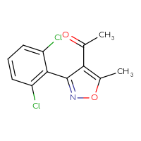 Chemical structure of 1-[3-(2,6-dichlorophenyl)-5-methyl-1,2-oxazol-4-yl]ethan-1-one - CSSB00025753105