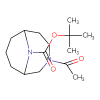 Chemical structure of tert-butyl 3-acetyl-3,10-diazabicyclo[4.3.1]decane-10-carboxylate - CSSB01960483572