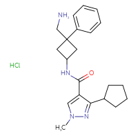 Chemical structure of N-[3-(aminomethyl)-3-phenylcyclobutyl]-3-cyclopentyl-1-methyl-1H-pyrazole-4-carboxamide hydrochloride - CSSB20620692006