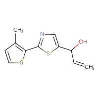 Chemical structure of 1-[2-(3-methylthiophen-2-yl)-1,3-thiazol-5-yl]prop-2-en-1-ol - CSSB21246425785