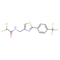 Chemical structure of 2-chloro-2-fluoro-N-({2-[4-(trifluoromethyl)phenyl]-1,3-thiazol-4-yl}methyl)acetamide - CSSB21332169930