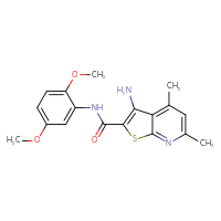 Chemical structure of 3-amino-N-(2,5-dimethoxyphenyl)-4,6-dimethylthieno[2,3-b]pyridine-2-carboxamide - CSSB00160861883